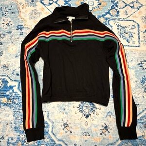 TILT Black Sweater with Colorful Stripes